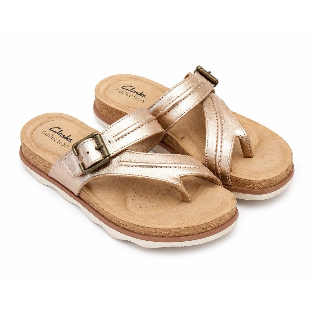 Clarks Brynn Madi Sandals Women's 5M Rose Gold Leather Ultimate Comfort